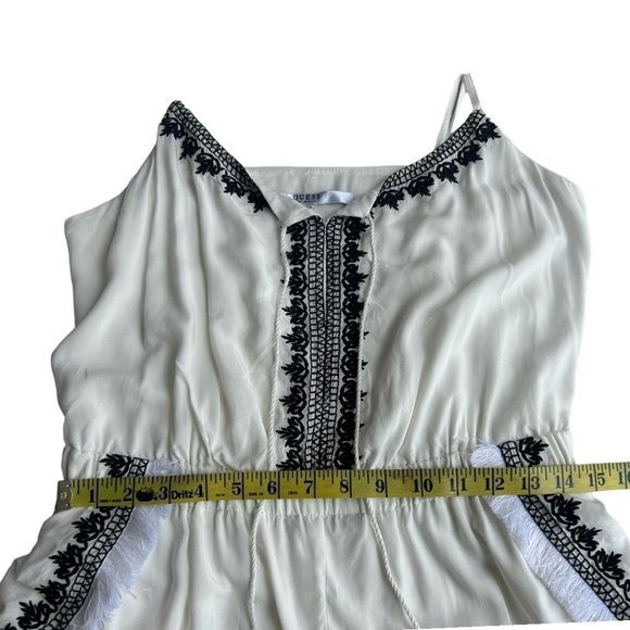 Guess Women's White Embroidered Boho Tassel Romper Size Medium - Picture 7 of 11